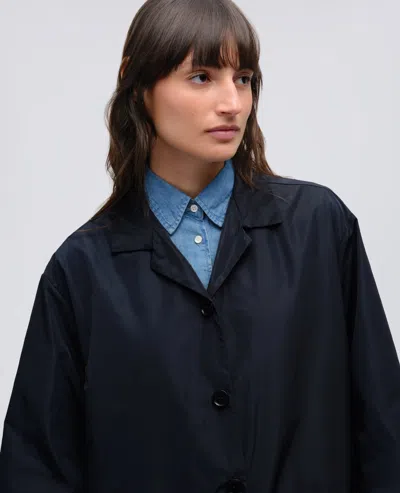 Aspesi Technical Taffeta Overcoat In Blue