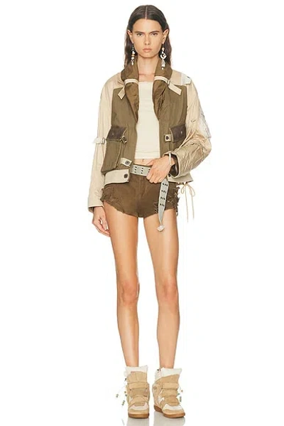 Isabel Marant Julissa Leather-trimmed Organic Cotton Jacket In Multi