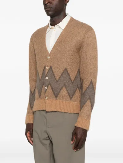 Second / Layer Chevy Geometric-pattern Cardigan In Brown
