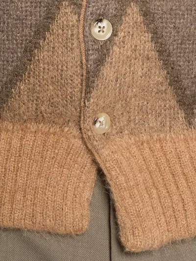 Second / Layer Chevy Geometric-pattern Cardigan In Brown