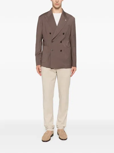 Manuel Ritz Double-breasted Jacket In Brown