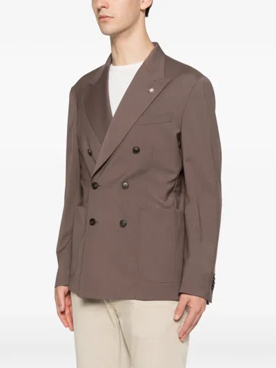 Manuel Ritz Double-breasted Jacket In Brown