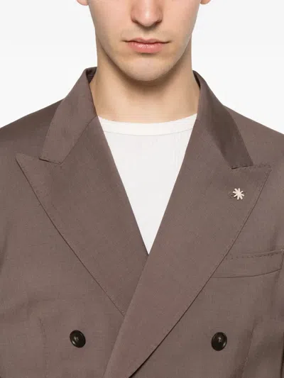 Manuel Ritz Double-breasted Jacket In Brown