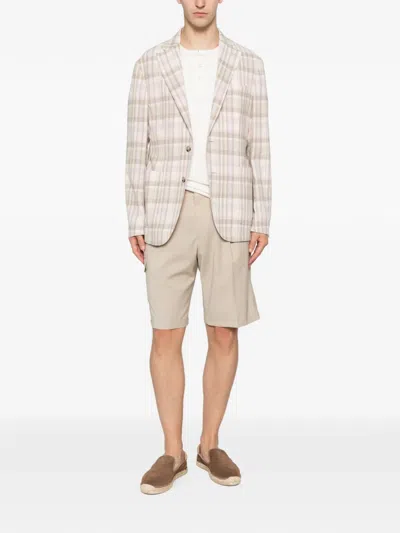 Manuel Ritz Nuvola Check-pattern Jacket In Neutral