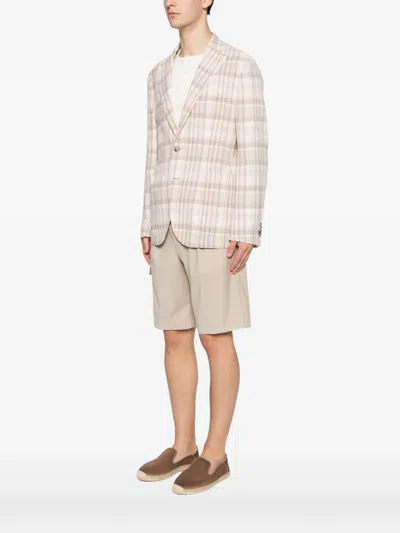 Manuel Ritz Nuvola Check-pattern Jacket In Neutral