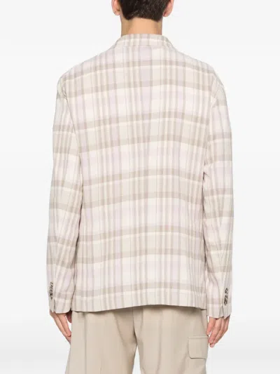 Manuel Ritz Nuvola Check-pattern Jacket In Neutral