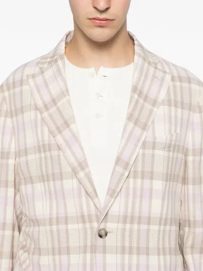Manuel Ritz Nuvola Check-pattern Jacket In Neutral