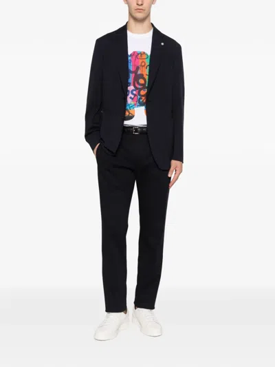 Manuel Ritz Notched-lapels Patch-pockets Blazer In Blue
