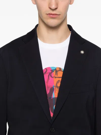 Manuel Ritz Notched-lapels Patch-pockets Blazer In Blue
