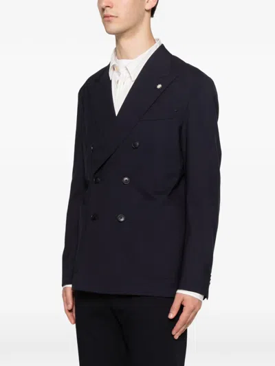 Manuel Ritz Double-breasted Blazer In Blue