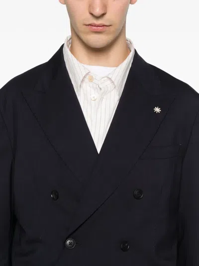 Manuel Ritz Double-breasted Blazer In Blue