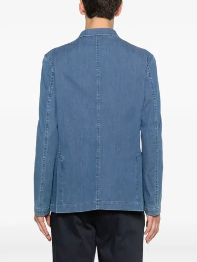 Manuel Ritz Double-breasted Denim Jacket In Blue
