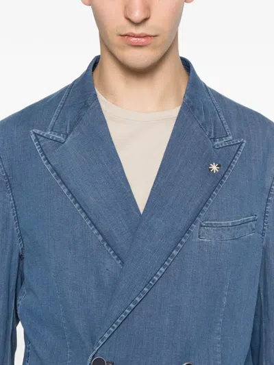 Manuel Ritz Double-breasted Denim Jacket In Blue