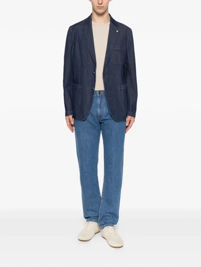 Manuel Ritz Notched-lapels Denim Jacket In Blue