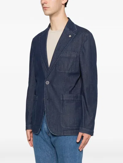 Manuel Ritz Notched-lapels Denim Jacket In Blue