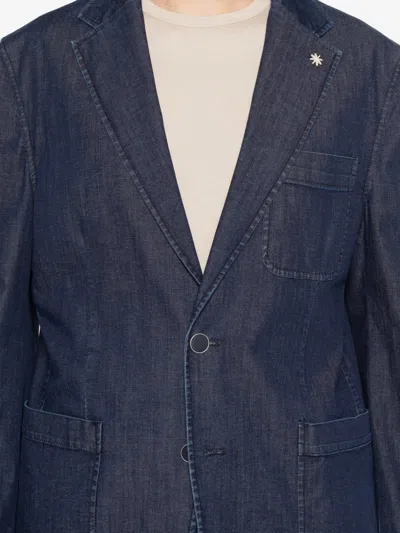 Manuel Ritz Notched-lapels Denim Jacket In Blue