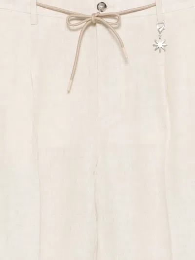 Manuel Ritz Drawstring Linen Trousers In White