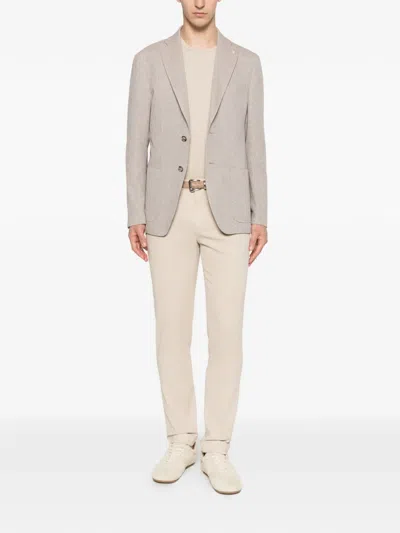 Manuel Ritz Micro-texture Blazer In Brown