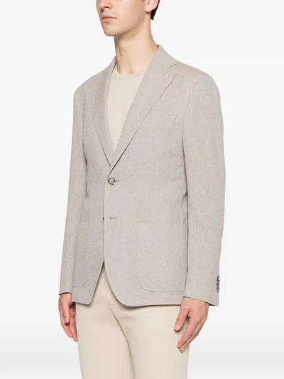 Manuel Ritz Micro-texture Blazer In Brown