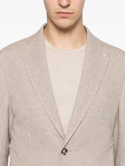 Manuel Ritz Micro-texture Blazer In Brown