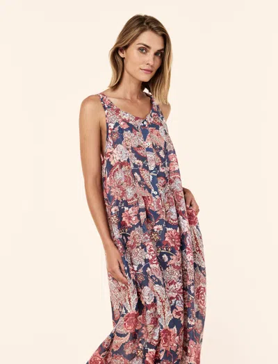 Papinelle Ella Panel Front Maxi Nightgown In Multi