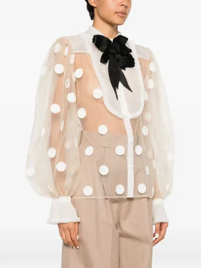 Valentino Polka Dot Pattern Shirt In Neutral