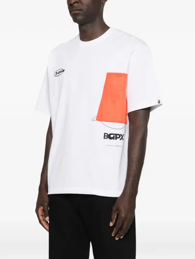 A Bathing Ape Logo-print Drawstring T-shirt In White