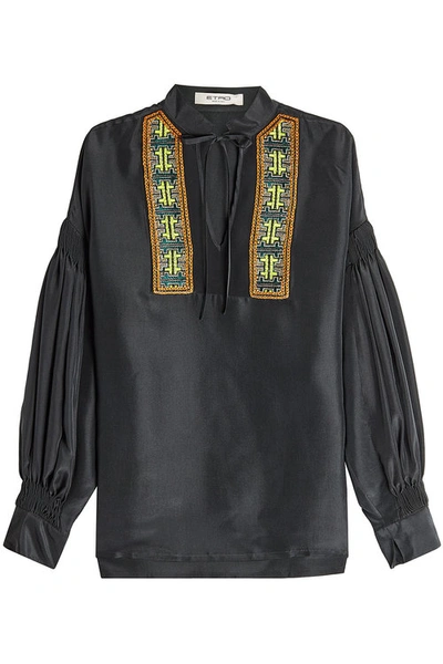 Etro Silk Blouse With Embroidery In Black