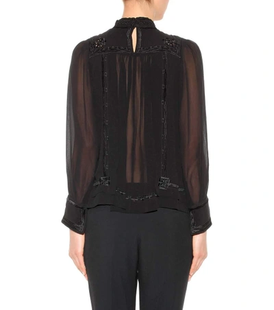 Shop Isabel Marant Maeva Embroidered Silk Top In Black