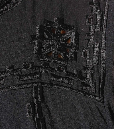 Shop Isabel Marant Maeva Embroidered Silk Top In Black