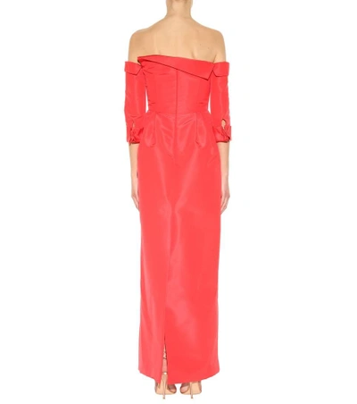 Shop Carolina Herrera Off-the-shoulder Silk Dress In Red