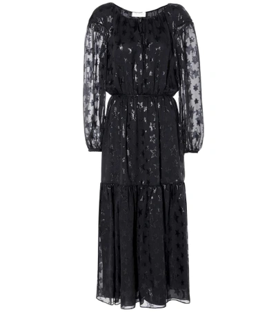 Saint Laurent Star Pattern Tiered Dress In Black
