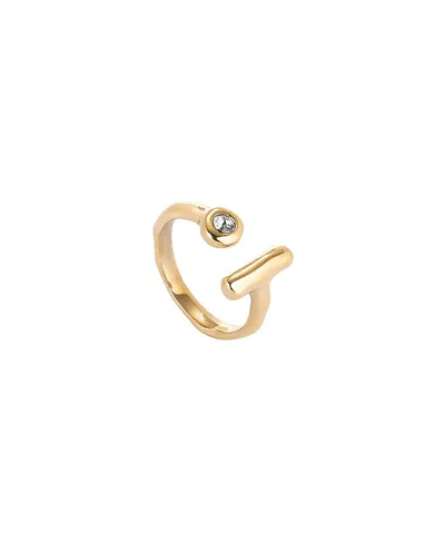 Unode50 Ring Of Metal Alloy Plated In Gold 18k With White Topaz