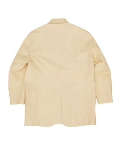 Jil Sander Single Breasted Leather Jacket In Blue