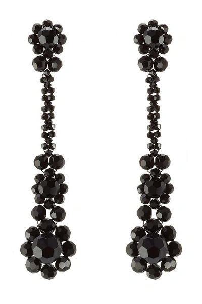 Simone Rocha Triple Flower Drop Earrings In Black