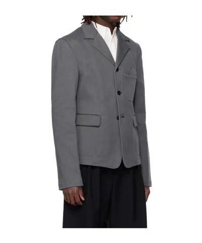 Rier Gray Notched Lapel Denim Blazer In Gray