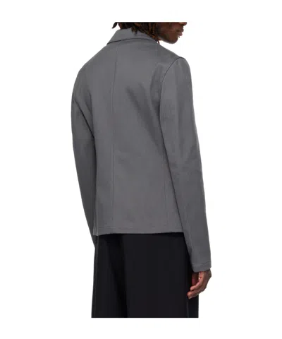 Rier Gray Notched Lapel Denim Blazer In Gray