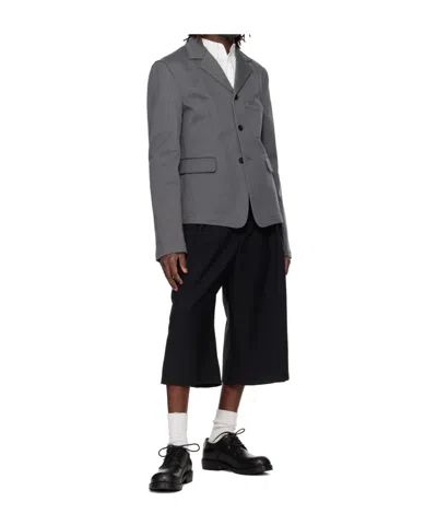 Rier Gray Notched Lapel Denim Blazer In Gray