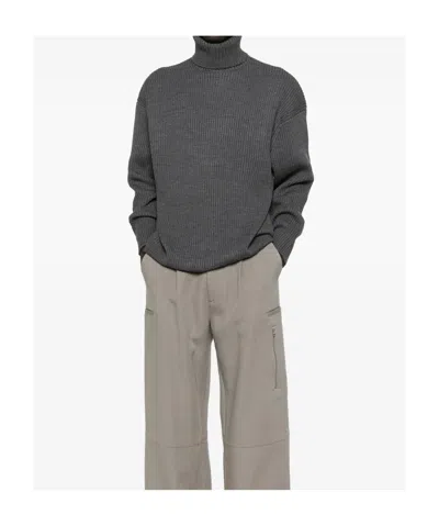 Entire Studios Roll-neck Ribbed Sweater In Gray