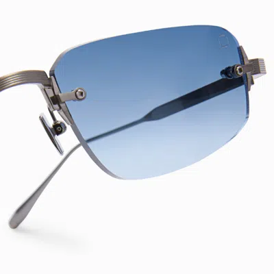 Akoni Juno-three Geometric-frame Sunglasses In Blue