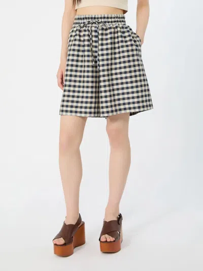 Weekend Max Mara Gingham-check Drawstring Shorts In Multi