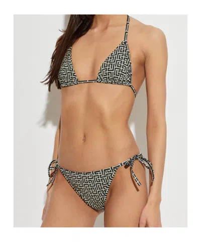 Balmain Labirinto-print Bikini In Black