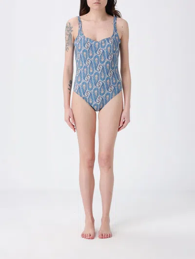 Etro Floral Backless One-piece Swimsuit In Blue