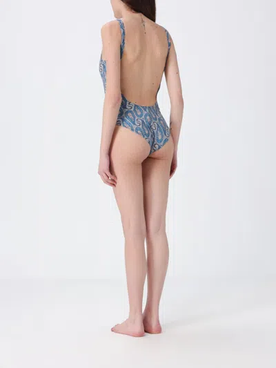 Etro Floral Backless One-piece Swimsuit In Blue