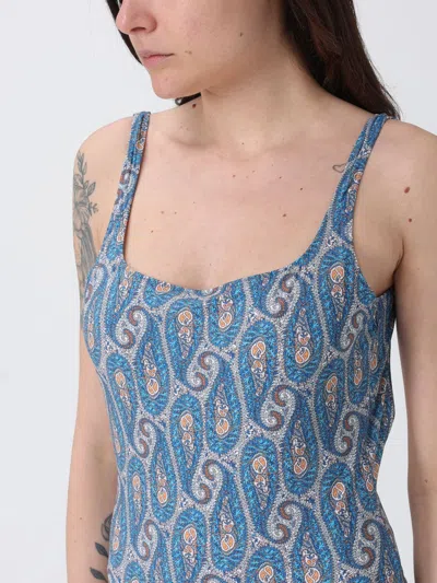 Etro Floral Backless One-piece Swimsuit In Blue