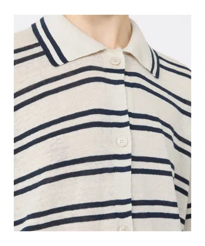 Max Mara Linen Stripe Cardigan In Multi
