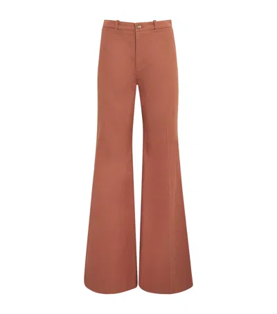 Chloé Chloe Women Pantalone Dalla Gamba Ampia In Cotone Mattone In Brown