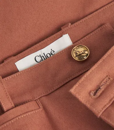 Chloé Chloe Women Pantalone Dalla Gamba Ampia In Cotone Mattone In Brown