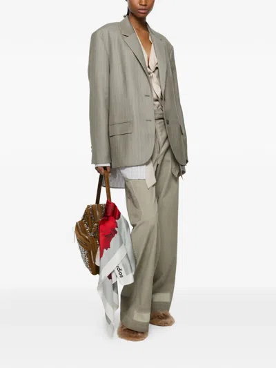 Acne Studios Pinstripe-pattern Layered Blazer In Gray