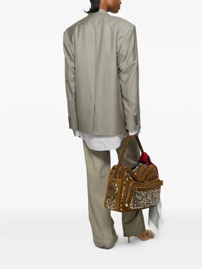 Acne Studios Pinstripe-pattern Layered Blazer In Gray